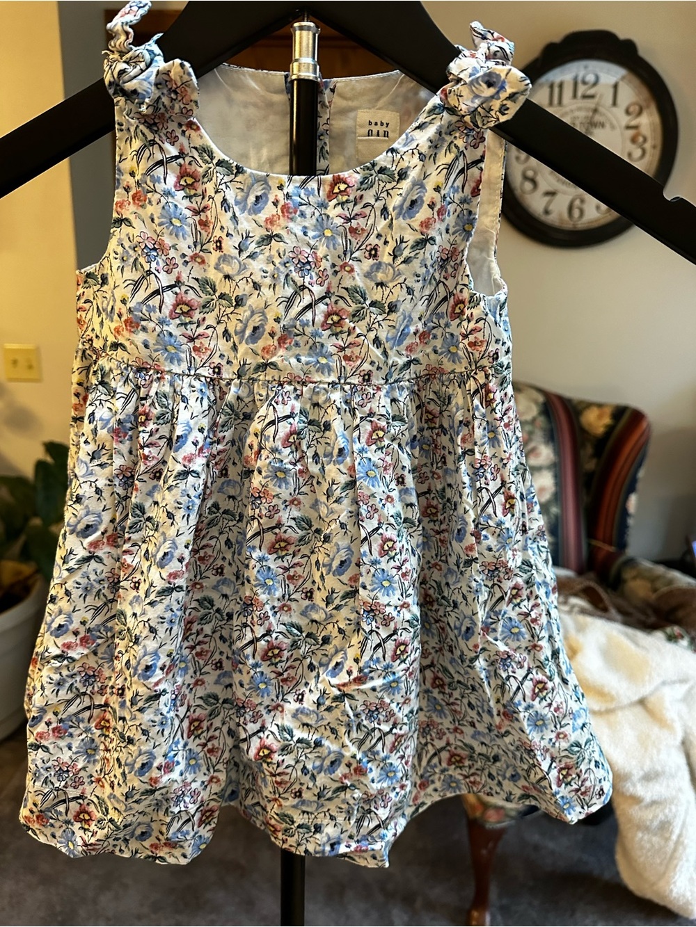 GAP Blue Multi Floral Tie-Shoulder Dress